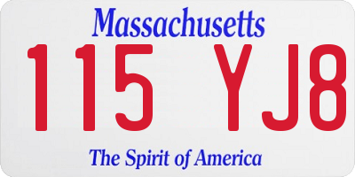MA license plate 115YJ8
