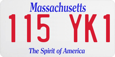 MA license plate 115YK1