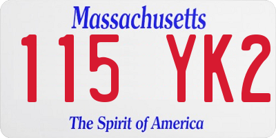 MA license plate 115YK2