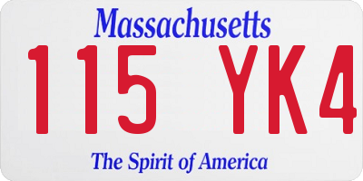 MA license plate 115YK4