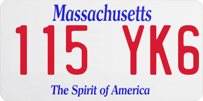 MA license plate 115YK6