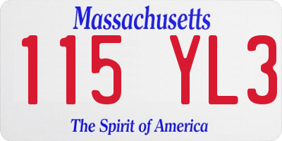 MA license plate 115YL3