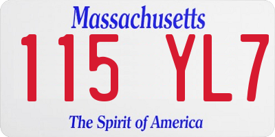 MA license plate 115YL7