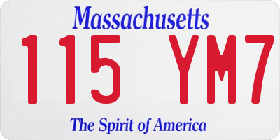 MA license plate 115YM7