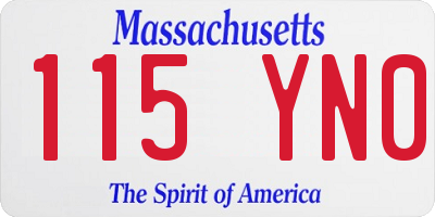 MA license plate 115YN0