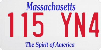 MA license plate 115YN4