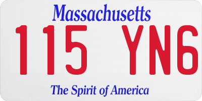 MA license plate 115YN6