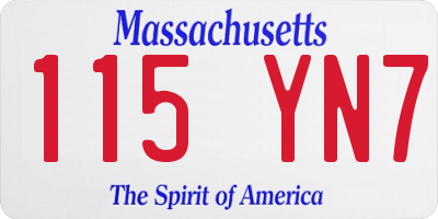 MA license plate 115YN7