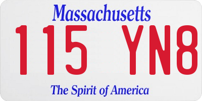 MA license plate 115YN8