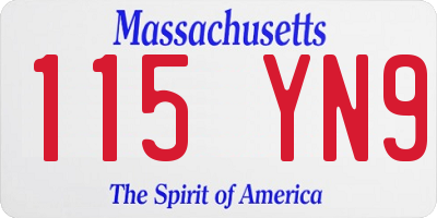 MA license plate 115YN9