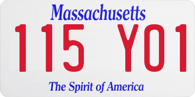 MA license plate 115YO1