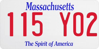 MA license plate 115YO2