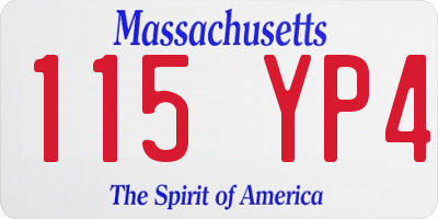 MA license plate 115YP4