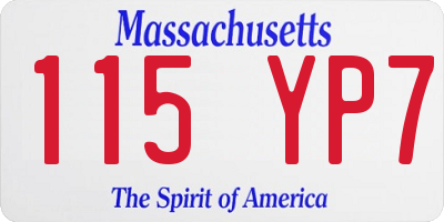 MA license plate 115YP7