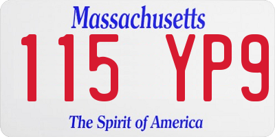 MA license plate 115YP9