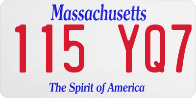 MA license plate 115YQ7