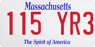 MA license plate 115YR3