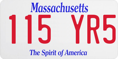 MA license plate 115YR5