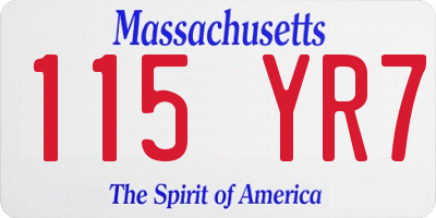 MA license plate 115YR7