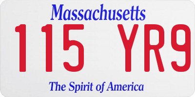 MA license plate 115YR9