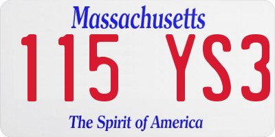 MA license plate 115YS3
