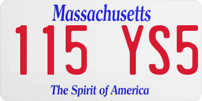 MA license plate 115YS5