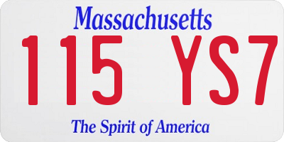MA license plate 115YS7