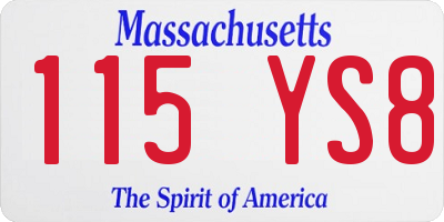 MA license plate 115YS8