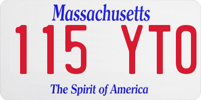 MA license plate 115YT0