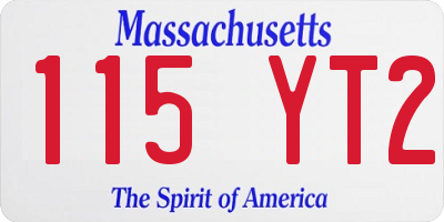 MA license plate 115YT2