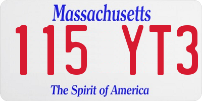 MA license plate 115YT3