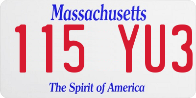 MA license plate 115YU3