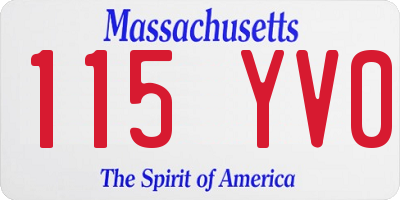 MA license plate 115YV0