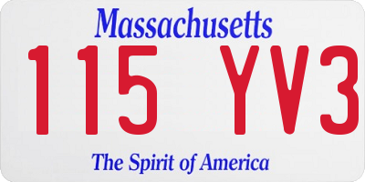 MA license plate 115YV3