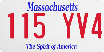 MA license plate 115YV4
