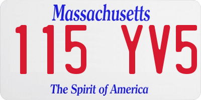 MA license plate 115YV5