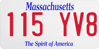 MA license plate 115YV8