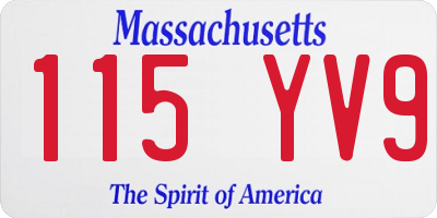 MA license plate 115YV9