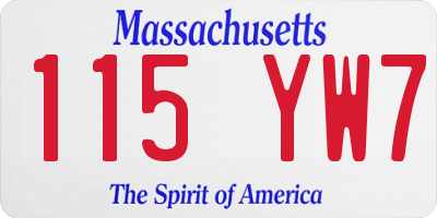 MA license plate 115YW7