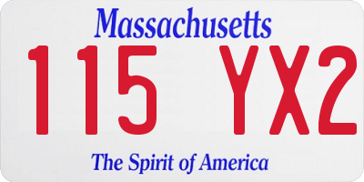 MA license plate 115YX2