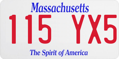MA license plate 115YX5
