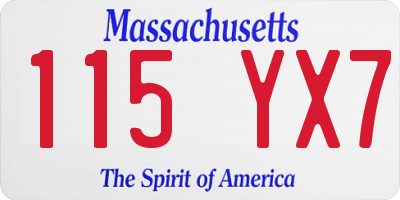 MA license plate 115YX7