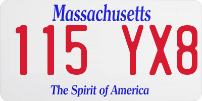 MA license plate 115YX8