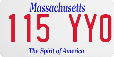 MA license plate 115YY0