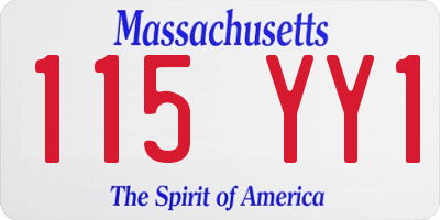 MA license plate 115YY1