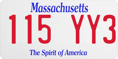 MA license plate 115YY3