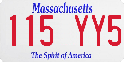 MA license plate 115YY5