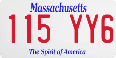MA license plate 115YY6