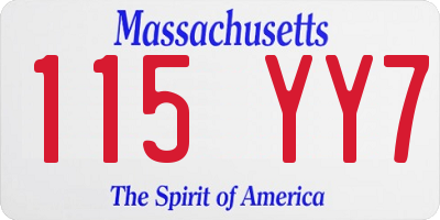 MA license plate 115YY7