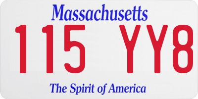 MA license plate 115YY8